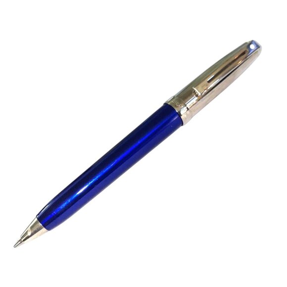 Vtg Sheaffer Ballpoint Pen White Dot Prelude Blue Lacquer Chrome Trim Writing - Picture 1 of 3